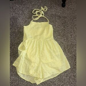 Fashion Nova Light Yellow Textured romper